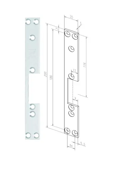 Čelní plech, levý, 25 x 200 x 3 mm