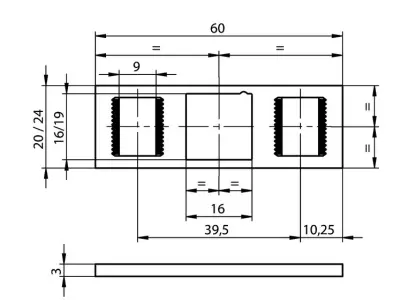 N6901 HORNI PROTIPLECH F3x20x60MM