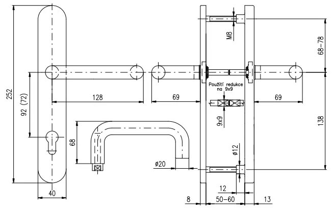 BK RX807-40/92 PANIK nerez mat. levé