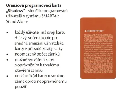 Shadow programovací karta - oranžová, MIFARE