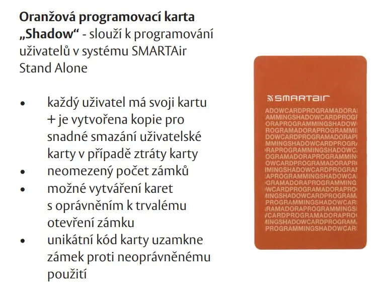 Shadow programovací karta - oranžová, MIFARE