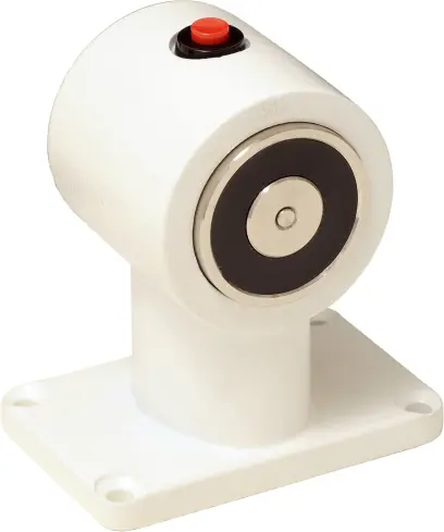 Dveřní magnet, 18005B_24 Vdc_ 55 kg, tlačítko, bílý