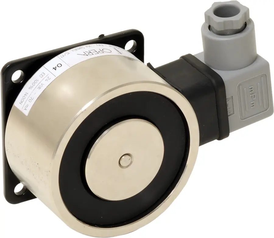 Dveřní magnet, 18004_24 Vdc_ 55 kg, tlačítko, stříbrný, boční kabeláž