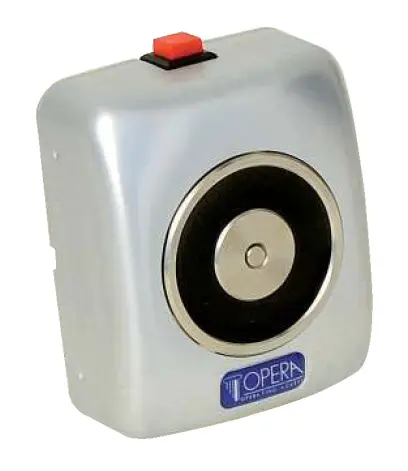 Dveřní magnet, 19002_24 Vdc_ 50 kg, tlačítko, stříbrný